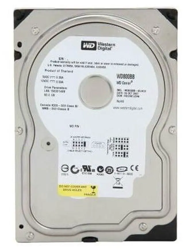 Main image of W/estern Digital 80GB UDMA/100 7200RPM 2MB IDE Hard Drive - WD800BB