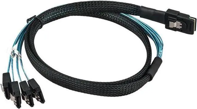 Alt view image 2 of 5 - Internal Mini SAS to 4 x SATA Cable (SFF-8087 to SATA Forward Breakout),Mini SAS Host/Controller to 4 SATA Target/Backplane-3.3ft