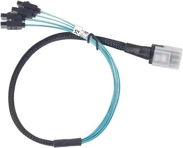 Alt view image 4 of 4 - Internal Mini SAS to 4 x SATA Cable (SFF-8087 to SATA Forward Breakout),Mini SAS Host/Controller to 4 SATA Target/Backplane-1.64ft