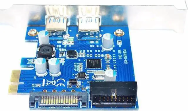 Alt view image 2 of 5 - 4 Port PCIE PCI-e to USB 3.0 (2 x Type A+ 20 Pin Internal) Expansion Card Hub Controller PCI Express Card Adapter w/ SATA Power