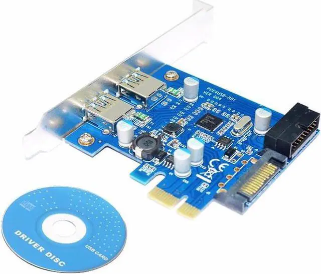 Alt view image 3 of 5 - 4 Port PCIE PCI-e to USB 3.0 (2 x Type A+ 20 Pin Internal) Expansion Card Hub Controller PCI Express Card Adapter w/ SATA Power