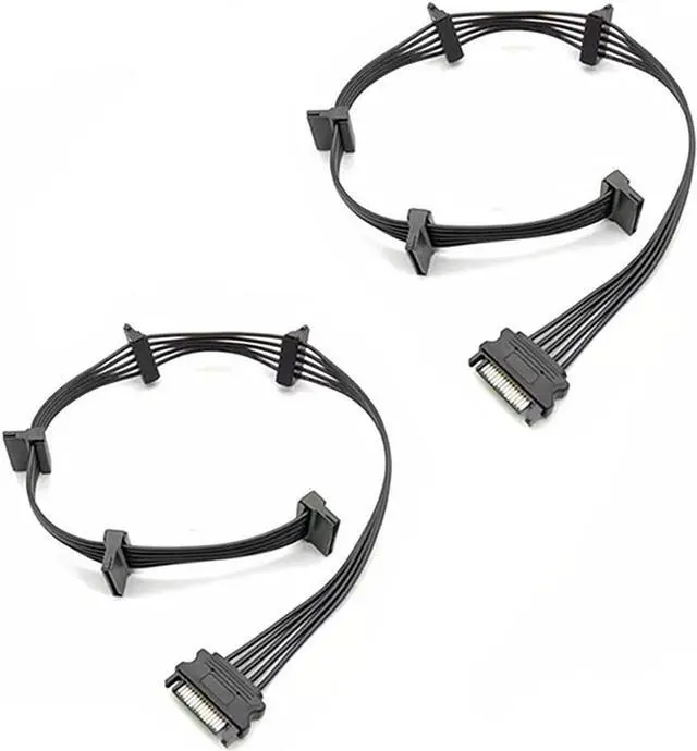 Main image of 15 PIN Sata Power Splitter(2Packs) 15 Pin Sata to 5 Sata Power Splitter Adapter Cable- 21 Inches