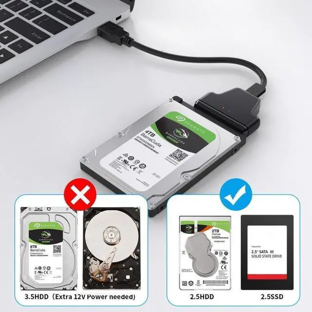 Alt view image 6 of 7 - SATA to USB 3.0 Cable 2 in1 Sata to USB Adapter for 2.5" HDD & SSD Hard Drive Reader-External Hard Drive Converter Data Transfer Support UASP