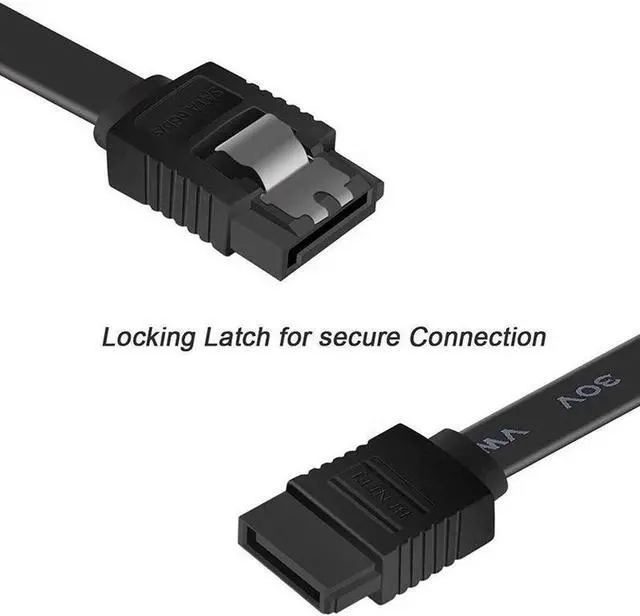 Alt view image 2 of 7 - SATA Cable III, 3 Pack SATA Cable III 6Gbps Straight HDD SDD Data Cable with Locking Latch 15.75 Inch Compatible for SATA HDD, SSD, CD Driver, CD Writer - Black