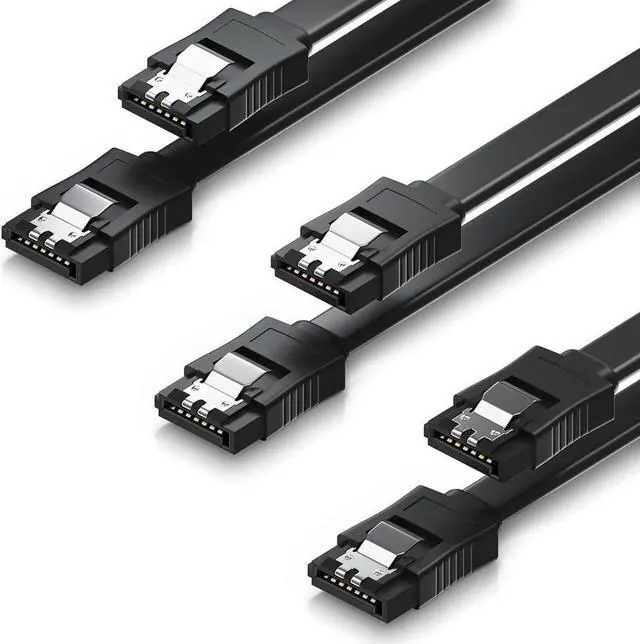Main image of SATA Cable III, 3 Pack SATA Cable III 6Gbps Straight HDD SDD Data Cable with Locking Latch 15.75 Inch Compatible for SATA HDD, SSD, CD Driver, CD Writer - Black