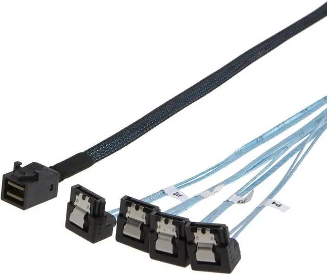 Main image of Internal HD Mini SAS (SFF-8643 Host) - 4X SATA (Target) Angle Cable, SFF-8643 for Controller, 4 Sata Connect to Hard Drive, 0.5M / 1.6FT