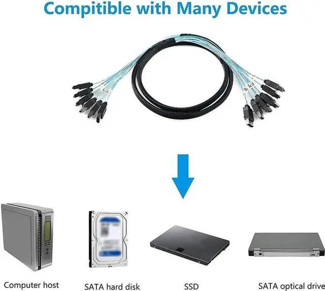Alt view image 6 of 6 - High Speed 6Gbps 6pcs/Set Sata Cable SAS Cable for Server 1m