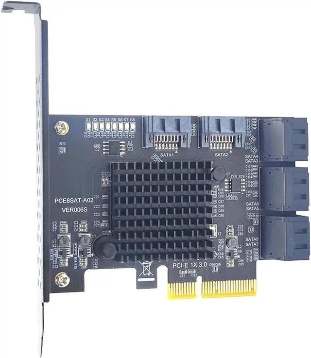 Alt view image 3 of 5 - 8 Port SATA PCIe Card, 6 Gbps SATA 3.0 to PCI-e X4 Card,PCI Express to SATA Controller Expansion Card, SATAIII Non-Raid,with Full Profile & Low Profile Bracket (ASMedia ASM1166 Chipset)