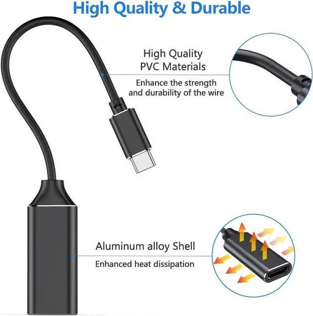 Alt view image 3 of 5 - USB C to HDMI Adapter, Type c to HDMI 4K Adapter (Thunderbolt 3 Compatible) with Video Audio Output for MacBook Pro 2018/2017/2016, Samsung Note 9/S9/Note 8/S8, Huawei Mate 20 and More (Black)
