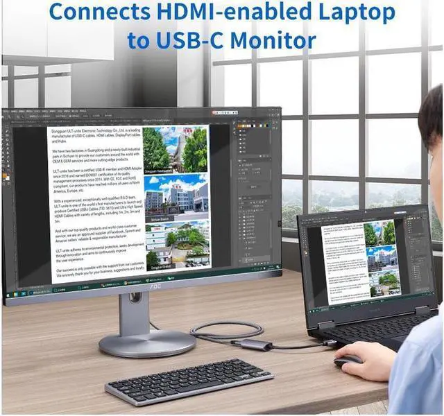 Alt view image 6 of 7 - Premium 4K 60Hz HDMI Male to USB-C Female Adapter Type C USB 3.1 Monitor Input to HDMI-Output Laptop Converters USB C