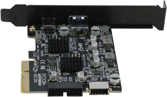 Alt view image 2 of 7 - PCIE to USB 3.2 Gen 2 Expansion Adapter Card 10Gbps, PCI-e Express to USB A and USB C Controller Card with Internal Type-E and 19/20pin Header for Front Panel Mount