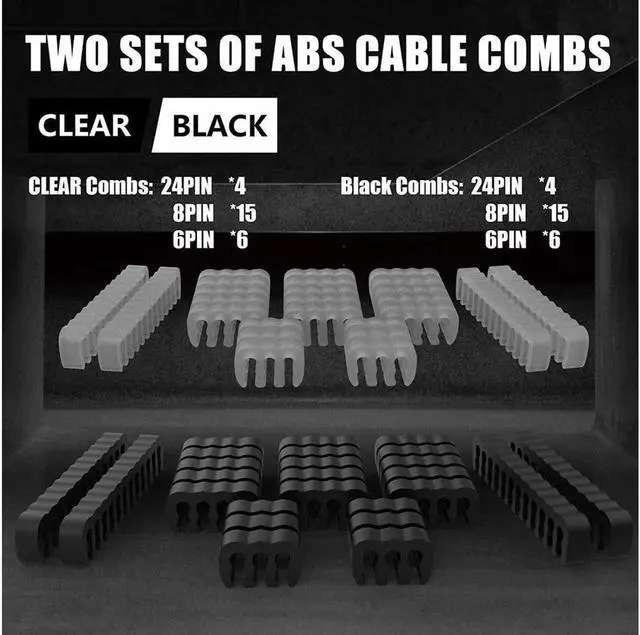 Alt view image 5 of 5 - PSU Cable Extension Kit 30CM Length with Two Sets of Cable Combs,1x24Pin/2x8Pin(4+4)/3x8Pin(6P+2P) PC Sleeved Cable for ATX Power Supply (Black)
