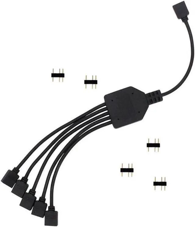 Alt view image 3 of 3 - 2 Pack 1-to-5 3 Pins Addressable RGB Splitter Y Cable,LED Strip RGB Case Fans 5 Way RGB Hub Compatible with ASUS Aura Sync / Gigabyte RGB Fusion / MSI Mystic Light and w/ 5V 3pin RGB Header- 1 Foot