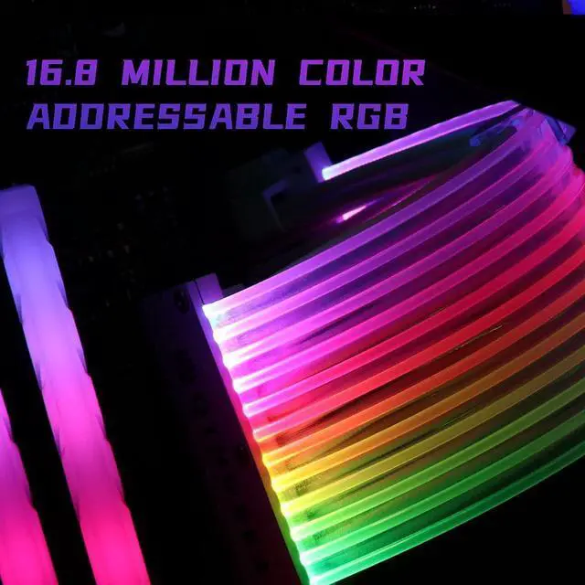 Alt view image 6 of 7 - RGB PSU Cables,Full White ARGB GPU Power Supply Cable 3 * 8(6+2) Pin,Strimer Extension Cable Kit 5V 3Pin Synchronized,Customed White PC Chassis (White Connector)