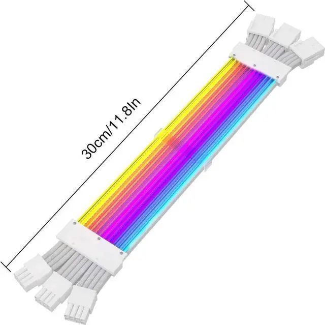 Alt view image 5 of 7 - RGB PSU Cables,Full White ARGB GPU Power Supply Cable 3 * 8(6+2) Pin,Strimer Extension Cable Kit 5V 3Pin Synchronized,Customed White PC Chassis (White Connector)