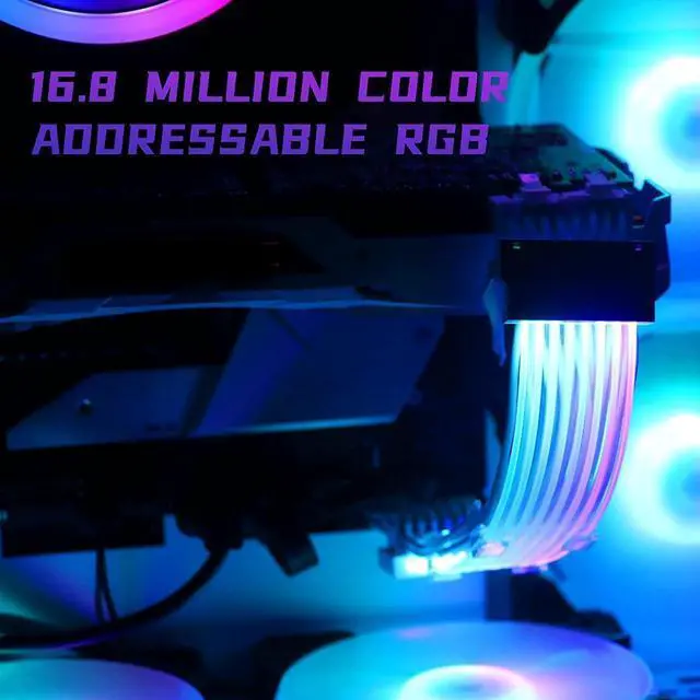 Alt view image 4 of 6 - RGB PSU Cables,Full White ARGB GPU Power Supply Cable 2 * 8(6+2) Pin,Strimer Extension Cable Kit 5V 3Pin Synchronized,Customed White PC Chassis (White Connector A Style)