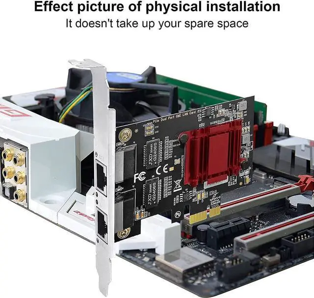 Alt view image 3 of 7 - Dual-Port PCIe Gigabit Network Card 1000M PCI Express Ethernet Adapter with Intel 82575/82576 Two Ports LAN NIC Card for Support PXE for Windows/Windows Server/Linux/Freebsd /DOS with Low Profile