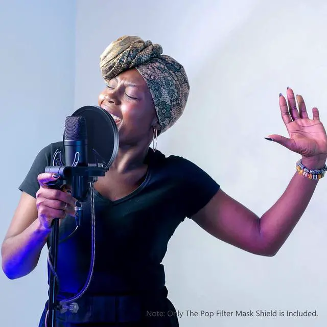 Alt view image 5 of 7 - Aomoproing Professional Microphone Pop Filter Shield Compatible with Blue Yeti and Any Other Microphone, Dual Layered Wind Pop Screen With A Flexible 360 Degree Gooseneck Clip Stabilizing Arm