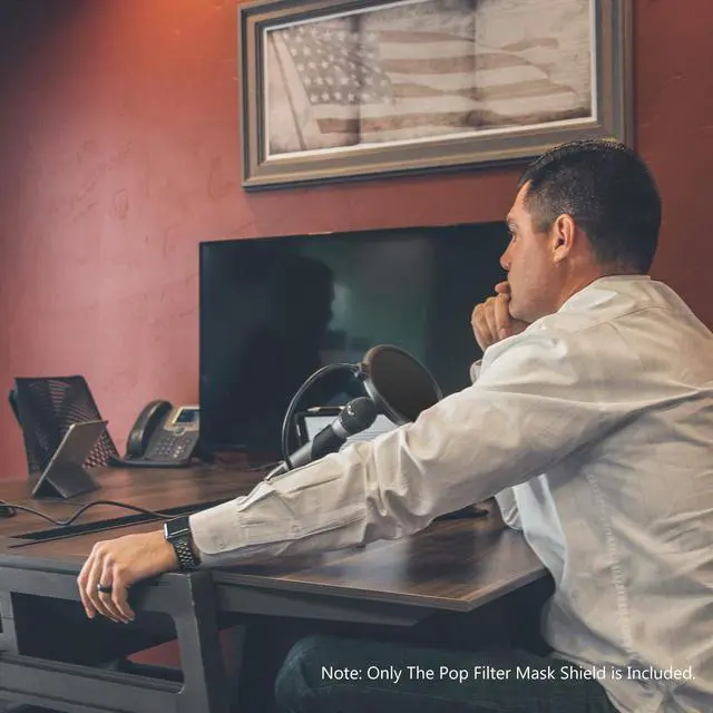 Alt view image 6 of 7 - Aomoproing Professional Microphone Pop Filter Shield Compatible with Blue Yeti and Any Other Microphone, Dual Layered Wind Pop Screen With A Flexible 360 Degree Gooseneck Clip Stabilizing Arm