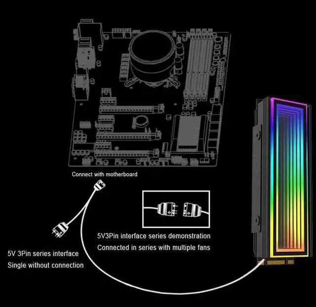 Alt view image 6 of 7 - NEW Bailink M.2 2280 ARGB Hard Drive Heatsink Cooling M2.2280 SSD Cooler 5V 3Pin Addressable RGB Sync Multi Mainboard Efficient Heat Dissipation SSD Radiator with Thermal Pad(silvery)