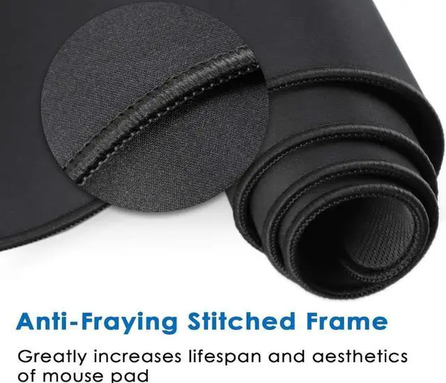 Alt view image 6 of 7 - Extended Gaming Mouse Pad with Stitched Edges, Large Mousepad with Premium-Textured Cloth, Non-Slip Rubber Base, Waterproof Keyboard Pad, Desk Mat for Gamer, Office Home, 31.5 x 11.8 in, Black