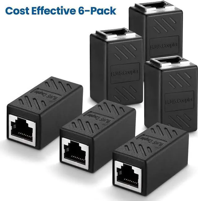 Main image of 6 Pack RJ45 Cat 6 Coupler, Ethernet Cable Extender, in Line Ethernet Connector for Cat7 Cat6 Cat5e Cat5 Ethernet Cable, Ethernet Extender Adapter Female to Female, Ethernet Network Cable Coupler