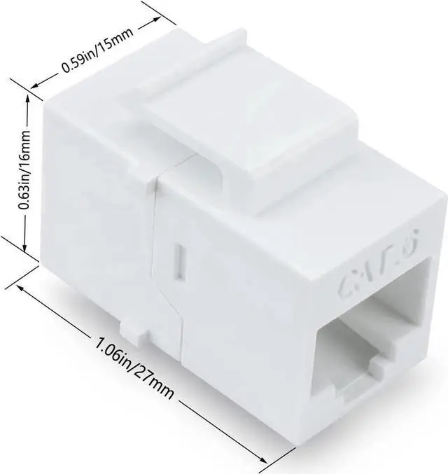 Alt view image 2 of 4 - Female to Female Cat6 Keystone RJ45 Couplers, 10 Pack, White, Tablet