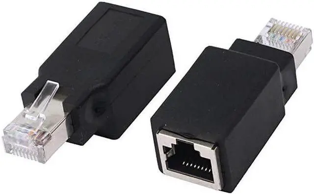 Main image of RJ45 Ethernet LAN Male to Female Cat5 / Cat5e / Cat6 Crossover Adapter(2-Pack),Black (Straight)