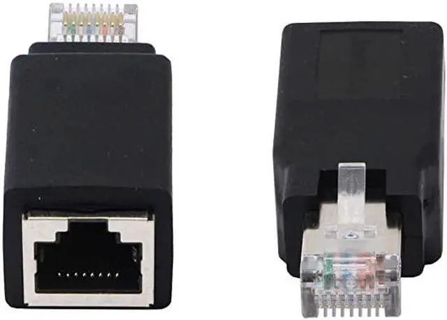 Alt view image 4 of 6 - RJ45 Ethernet LAN Male to Female Cat5 / Cat5e / Cat6 Crossover Adapter(2-Pack),Black (Straight)