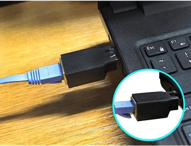 Alt view image 6 of 6 - RJ45 Ethernet LAN Male to Female Cat5 / Cat5e / Cat6 Crossover Adapter(2-Pack),Black (Straight)