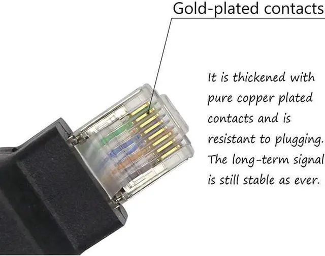 Alt view image 5 of 6 - RJ45 Ethernet LAN Male to Female Cat5 / Cat5e / Cat6 Crossover Adapter(2-Pack),Black (Straight)