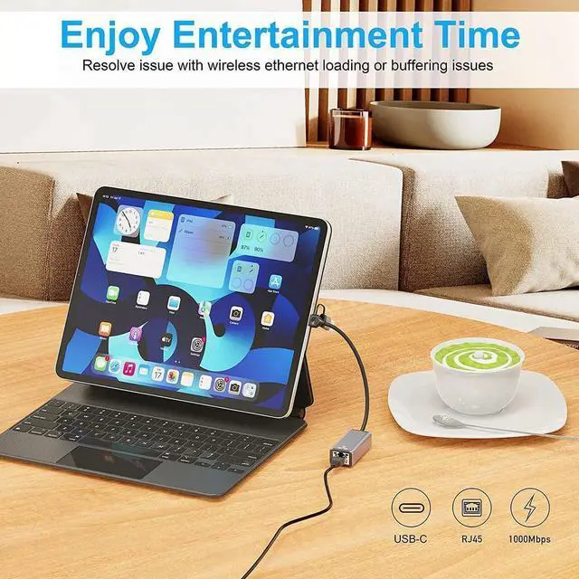 Alt view image 4 of 7 - [USB & Type-C] USB to Ethernet Adapter, USB C to Ethernet RJ45 Adapter,10/100/1000M Gigabit Ethernet LAN Network Adapter for Notebook Laptop UC164, Galaxy S21/S20, i-Mac, XPS, MacOS