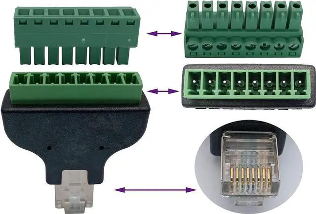 Alt view image 3 of 7 - RJ45 Screw Terminal RJ45 8P 8C Male to 8Pin Female Bolt Screw Type terminals Ethernet Net Network Plug for AV CCTV UTP DVR Cat5 Cat6 Cat7 Coupler(2 Pack/Male)