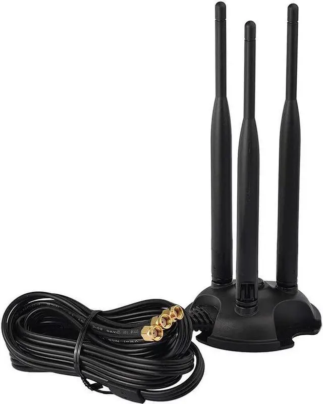 Alt view image 2 of 7 - 2.4GHz 5GHz Dual Band WiFi Antenna, Triple RP-SMA Antenna Magnetic Base for PC Desktop Computer, PCIe WiFi Card, WiFi Wireless Router, Mobile Hotspot, External WiFi USB Adapter