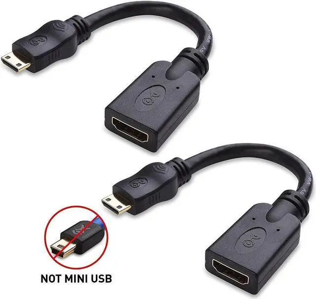 Alt view image 2 of 6 - 2-Pack Mini HDMI to HDMI Adapter (HDMI to Mini HDMI Adapter) 6 Inches with 4K and HDR Support for Raspberry Pi Zero and More