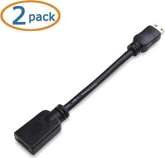 Alt view image 3 of 6 - 2-Pack Mini HDMI to HDMI Adapter (HDMI to Mini HDMI Adapter) 6 Inches with 4K and HDR Support for Raspberry Pi Zero and More