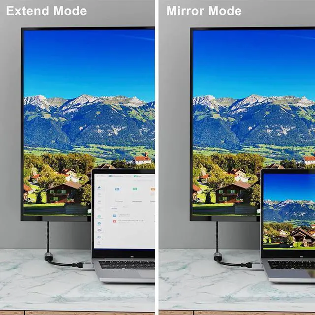 Alt view image 7 of 7 - DisplayPort 1.4 to HDMI 2.1 Ultra HD 8K Male to Female Cable 0.25m Converter 8K@60Hz 4K@120Hz Directional Compatible with DisplayPort PC and HDMI Displays Tvs