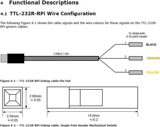 Alt view image 3 of 7 - FTDI TTL-232R-RPI Debug Cable for Raspberry Pi Module,3Way,3.3V, TTL-232R-RPI 3V3 USB to TTL UART Converter Adapter Serial Cable