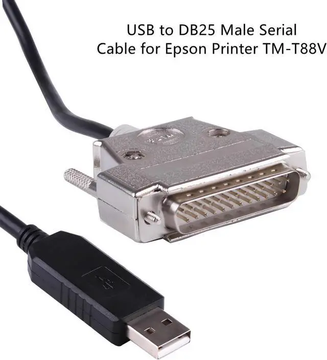 Alt view image 2 of 6 - USB to RS232 DB25 Male Serial Cable for Epson Printer TM-T88V,Null Modem FTDI Driver Programming Cable for Epson Printer TM-T88V