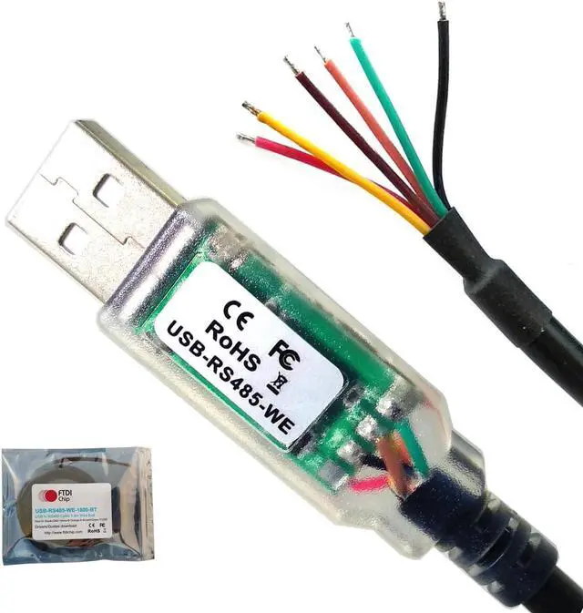 Alt view image 2 of 7 - FTDI USB-RS485-WE-1800-BT Cable, USB-RS485-WE Serial Cable,1.8M,6Way, Wire End, USB to RS485 Adapter Converter Serial Cable