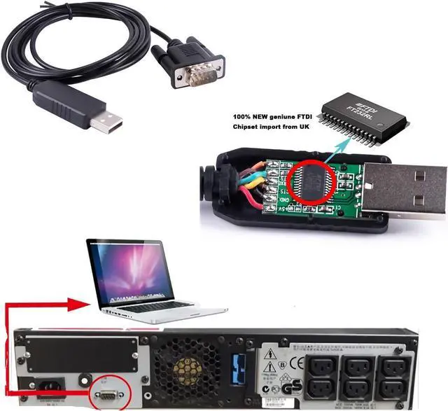 Alt view image 5 of 6 - USB DB9 Cable Replacement for APC UPS 940-0024C 940-0024E Cable,USB to RS232 DB9 Communication Serial Cable, SUA-1000ICH SUA-1500ICH Communication Cable Serial Kable, with FTDI Chip Built-in