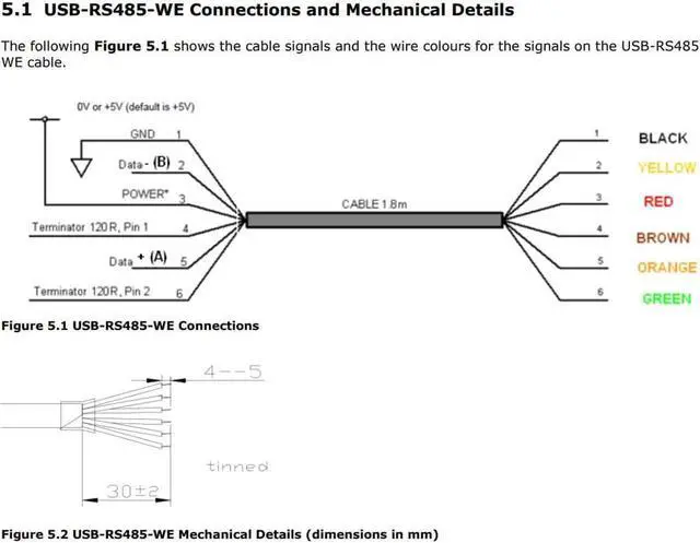 Alt view image 3 of 5 - FTDI USB-RS485-WE-1800-BT Cable USB to RS485 UART Serial Adapter Converter Cable, USB-RS485-WE Cable,1.8M,6 Way, Wire End