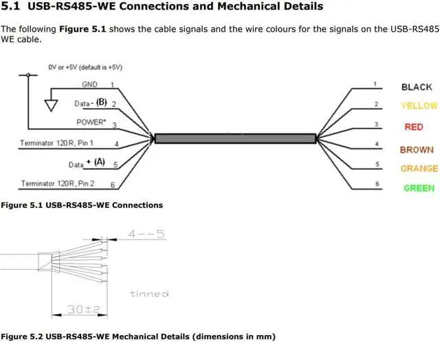 Alt view image 3 of 6 - FTDI USB-RS485-WE-5000-BT Cable USB to RS485 UART Adapter Converter Serial Cable, USB-RS485-WE Serial Cable, 5M/16.4FT,6 Way, Wire End