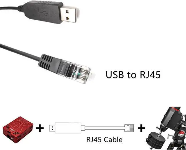 Alt view image 3 of 7 - USB to RJ45 Control Cable for Skywatcher EQ5 HEQ5 HEQ6 Connect to Asiair Pro, EQMOD Console Cable for Skywatcher GOTO Mount EQ5 HEQ5 HEQ6,6ft