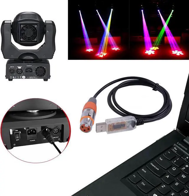 Alt view image 6 of 7 - USB DMX512 Cable USB to DMX Interface LED DMX512 Controller DMX Light Controller Cable,3-PIN XLR to USB Adapter DMX Control Cable USBDMX RS485 Cable for Stage Lighting Equipment,6ft