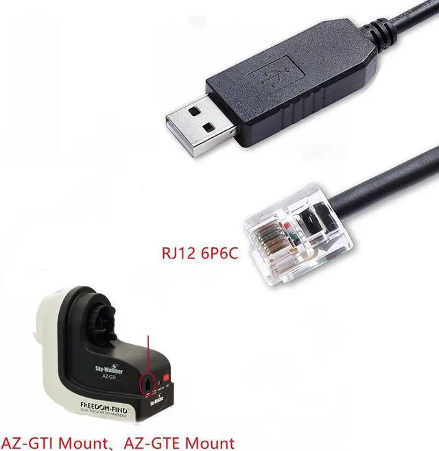 Alt view image 3 of 5 - USB to RJ12 6P6C Console Cable for Skywatcher Telescope AZGTI Mount/AZGTE Mount Control Cable Connecting to PC/ EQMOD /Asiair Pro,6ft
