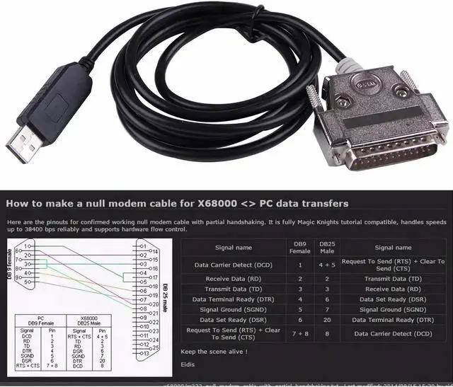 Alt view image 2 of 5 - USB to RS232 DB25 Adapter Converter Serial Cable for Sharp Printer X68K X68000 PC Communication,RS232 Null Modem FTDI Driver Programming Cable