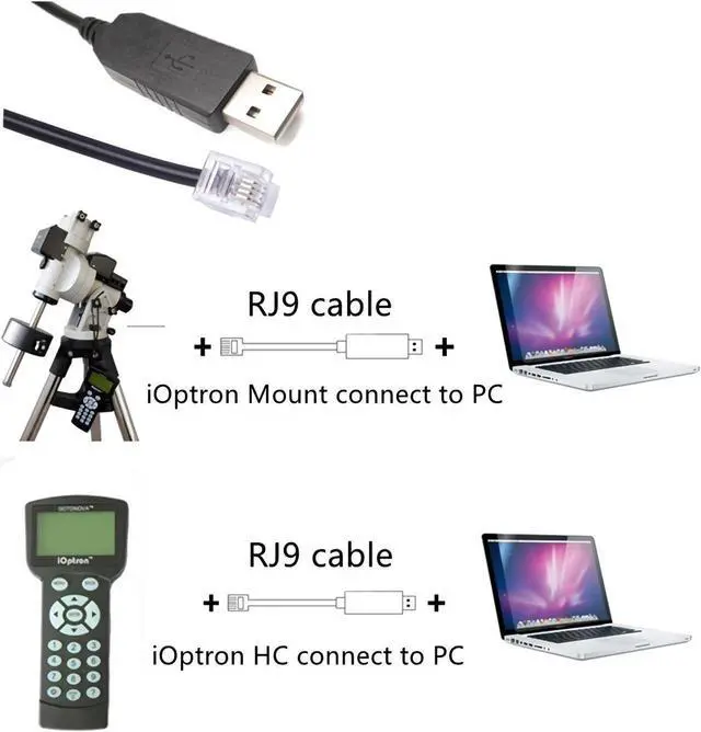 Alt view image 3 of 5 - RS232 RJ9 4P4C Telescope Upgrade Console Cable for Ioptron Equatorial IEQ30 Pro CubePro Cube-II SkyGuider Pro emc60 AZ Mount Pro ZEQ25 SmartEQ Pro,6ft