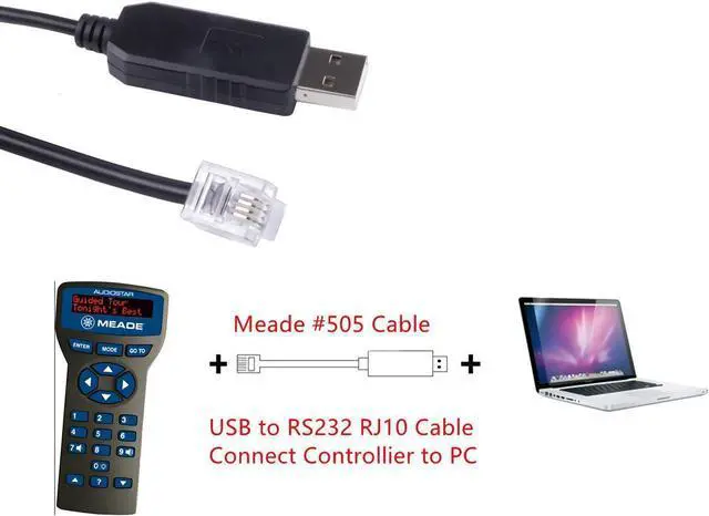 Alt view image 2 of 5 - USB to RS232 RJ10 4P4C Console Upgrade Cable for Meade HC 497 Autostar Audiostar,for Meade 505 Cable Replacement, for LX200 LX90 LX850 LX600 LX80 ETX125 ETX90 ETX80 LX65