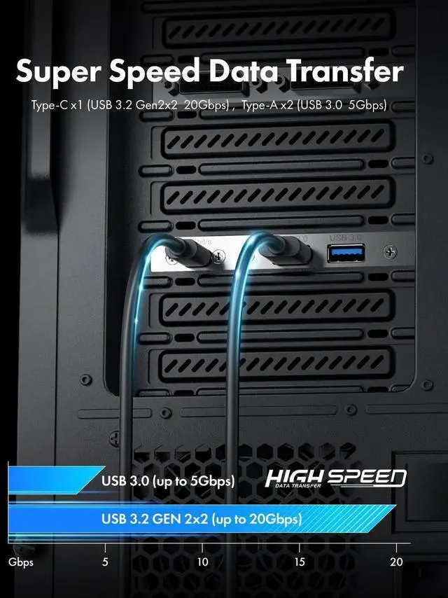Alt view image 5 of 7 - 20Gbps USB3.2 Gen2x2 USB-C Front Panel Adapter, Motherboard Header Extension Cable, USB-C and USB to USB3.2 Type-E Key-A 20-Pin and 19-Pin USB3.0 Connectors with PCIe Bracket